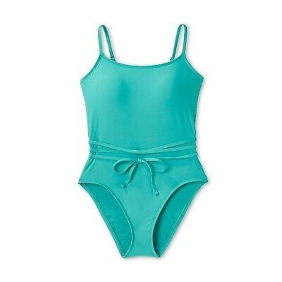 NWT Lace-Up One Piece Swimsuit - Shade & Shore - Teal - Picture 2 of 8